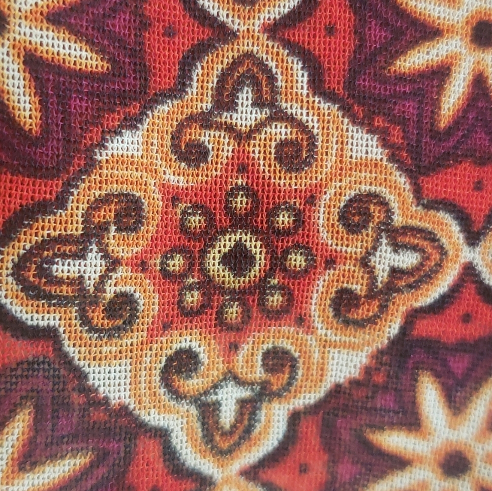 💐 VINTAGE 90's Boho Slip Skirt | Rust Orange Mustard Yellow Plum | MEDIUM - Picture 4 of 10